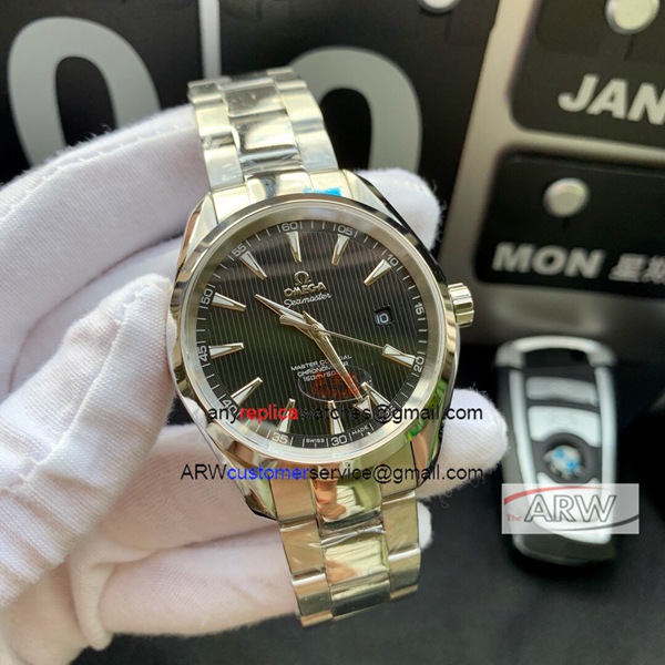 Clone Omega Seamaster Aqua Terra Swiss 8215 Watch SS Black Face